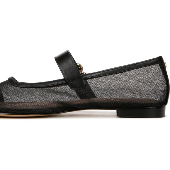 Sam Edelman Miranda Black Mesh & Leather Ballet Flats Shoes Ballerina Mary Janes - Picture 13 of 15